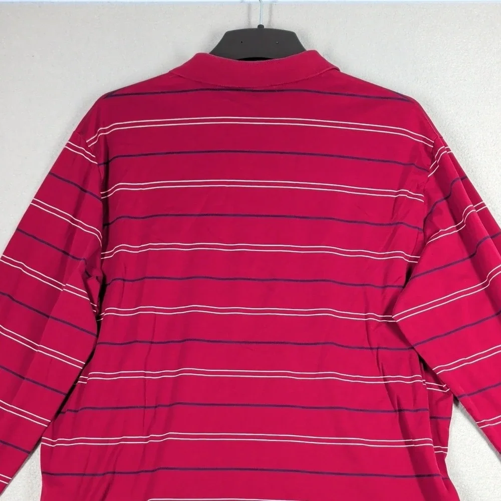 Polo‎ Ralph Lauren Polo Shirt Mens XL Red Striped Pima Cotton Long Sleeve Casual